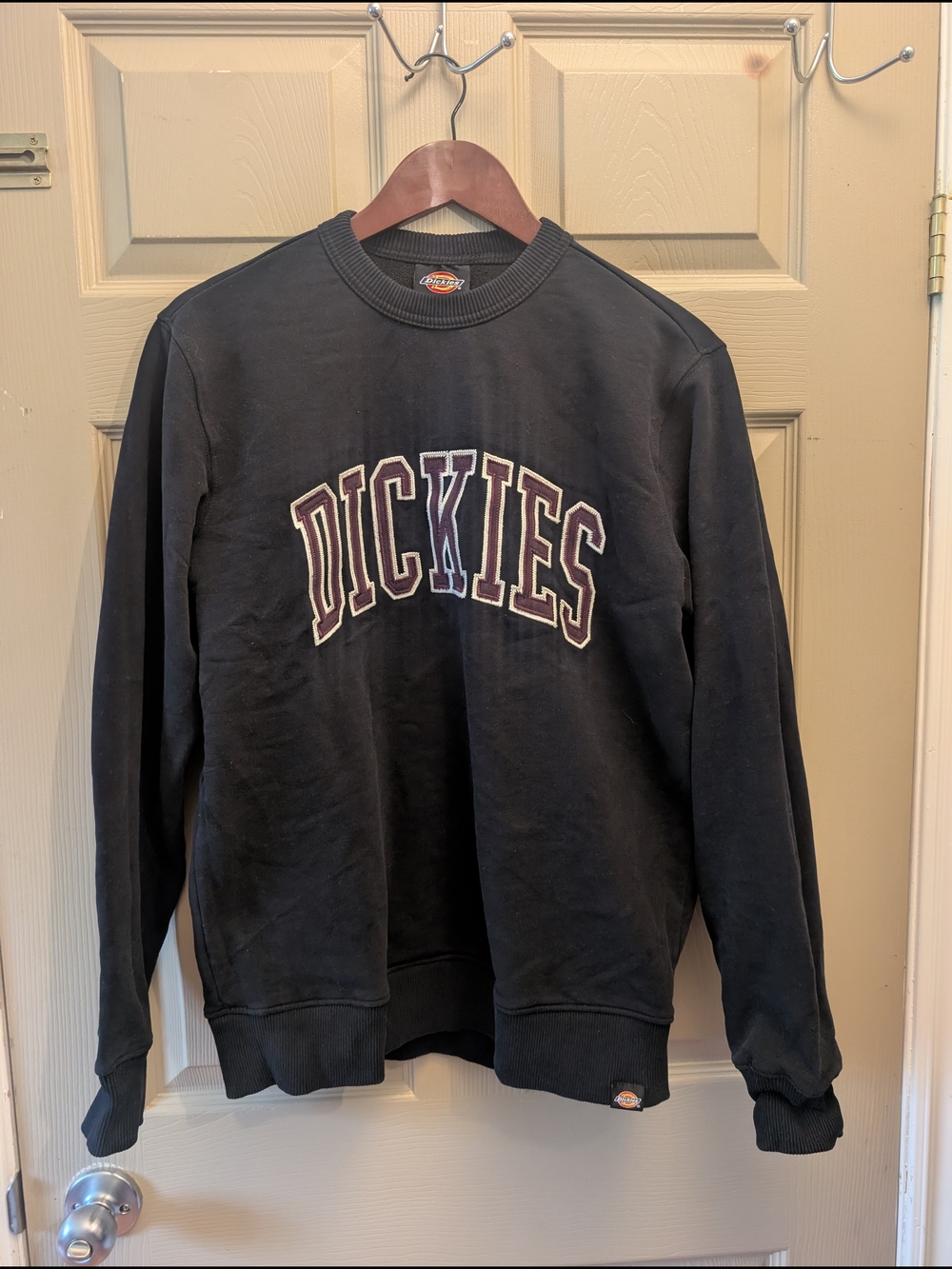 Dickies Black Crewneck Sweatshirt with Embroidered Multi-Color Logo